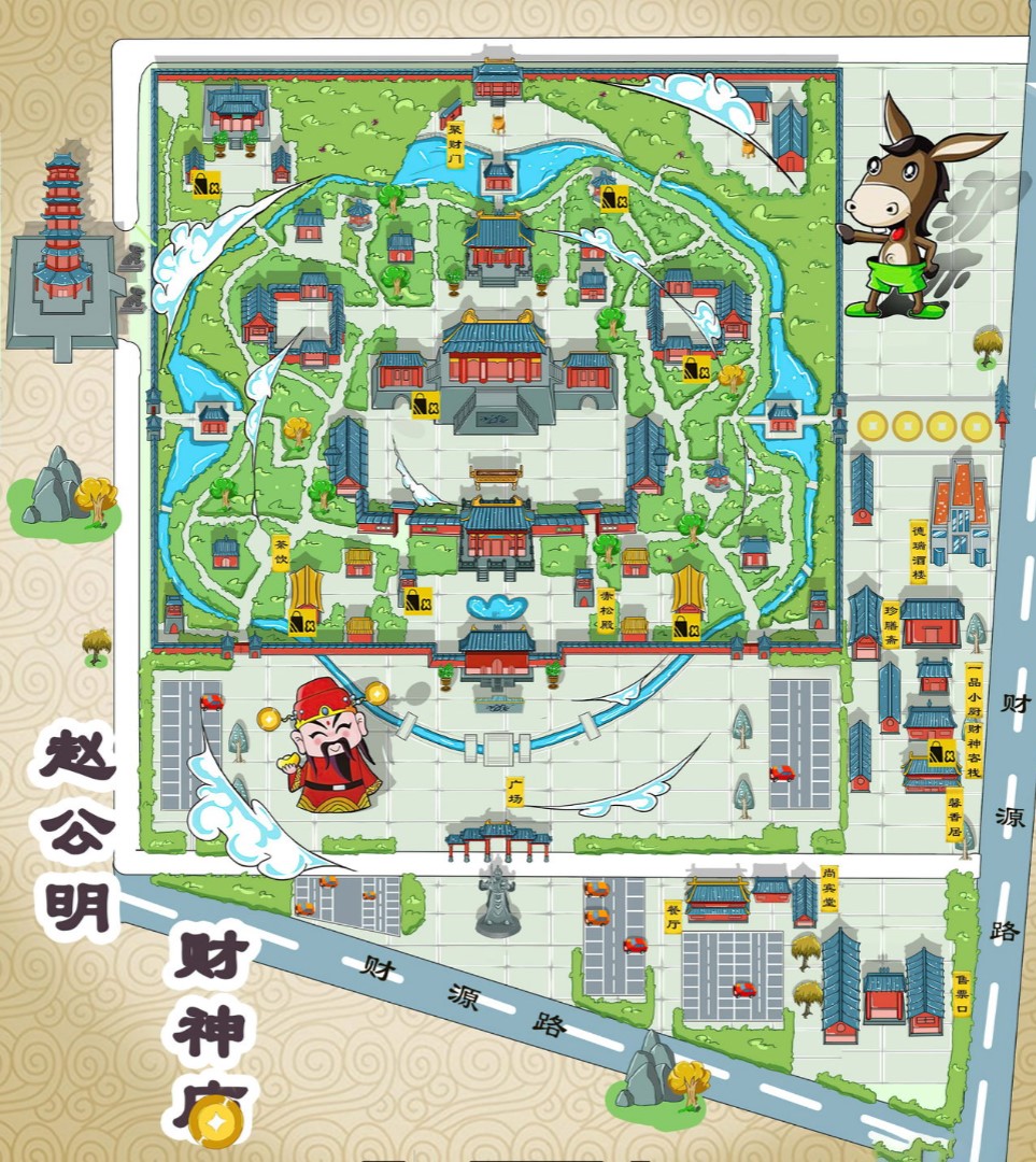 黔江寺庙类手绘地图